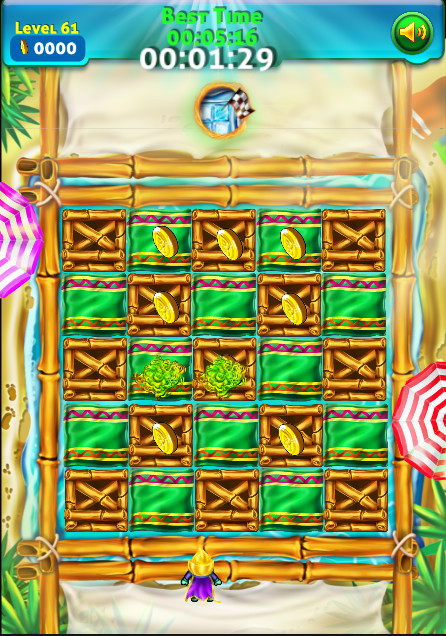 BOOM Bound beach level with crates and collectible coins