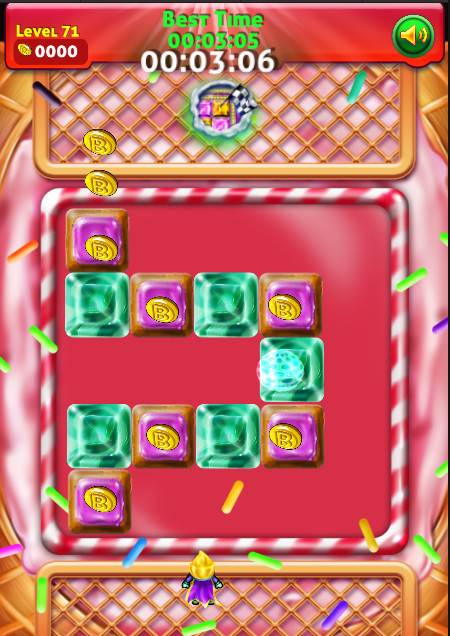 BOOM Bound candy level with a winding route to the exit